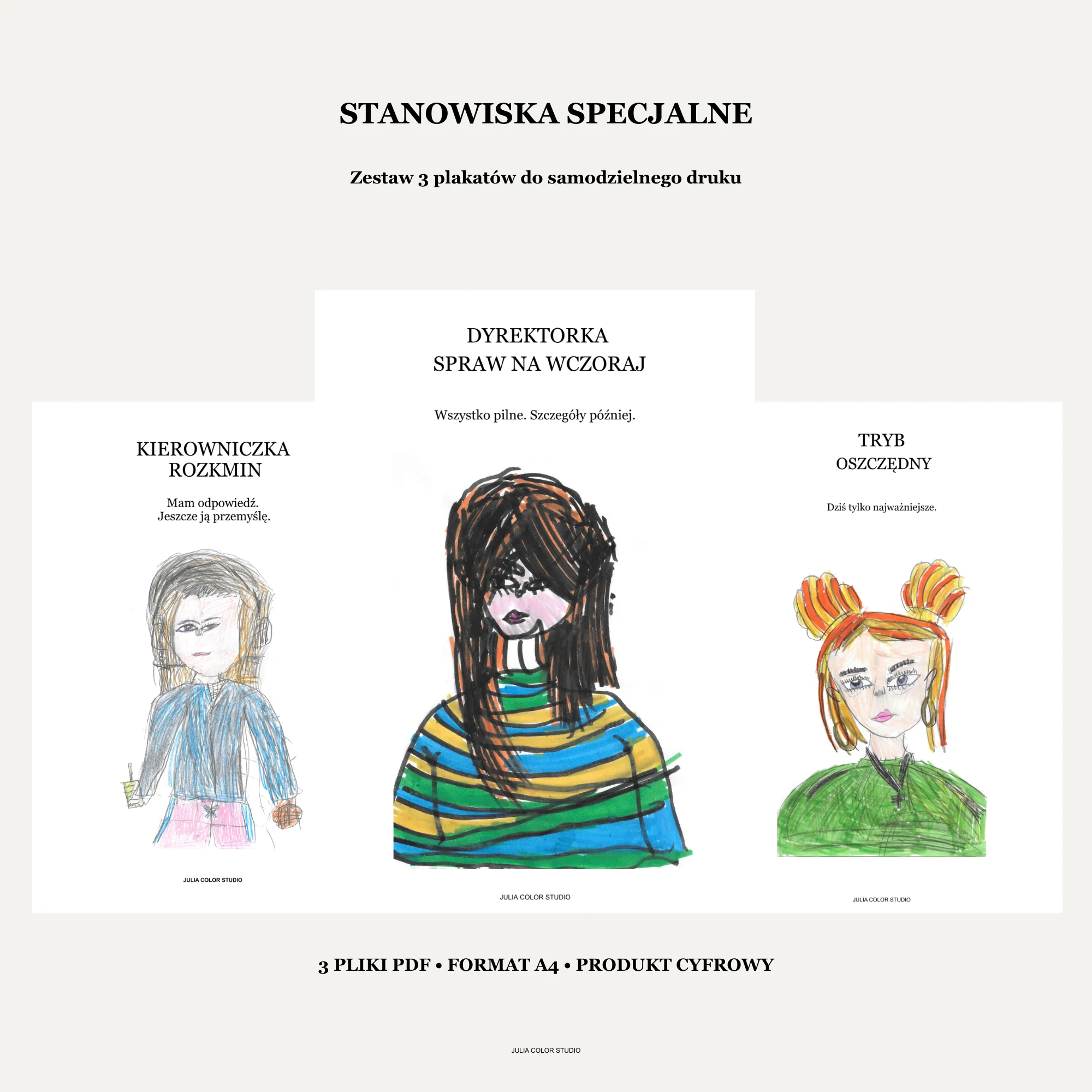 Zestaw Stanowiska specjalne: Dyrektorka spraw na wczoraj, Kierowniczka rozkmin i Tryb oszczędny